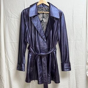 Barcelino REVERSIBLE PURPLE LEATHER TRENCH JACKET